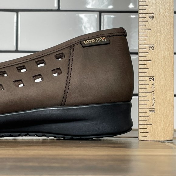 Mephisto Francia Women's Size 7 Shoes Brown Nubuck Air Jet Slip On Cut Out Flats - Picture 9 of 12